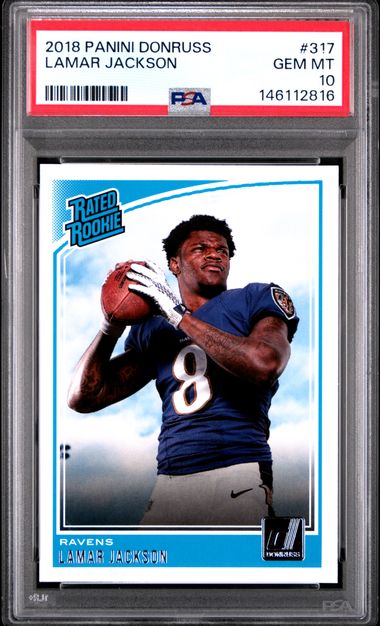 2019 Panini Donruss #317 Lamar Jackson RC Rookie PSA 10 Ravens