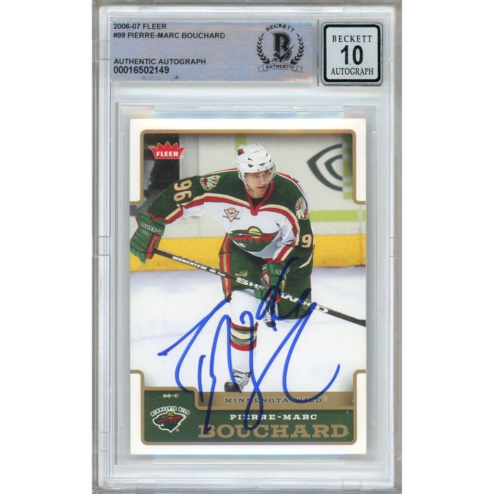 Pierre-Marc Bouchard Minnesota Wild Signed 2006 Fleer Hockey Card BGS Auto 10 Graded