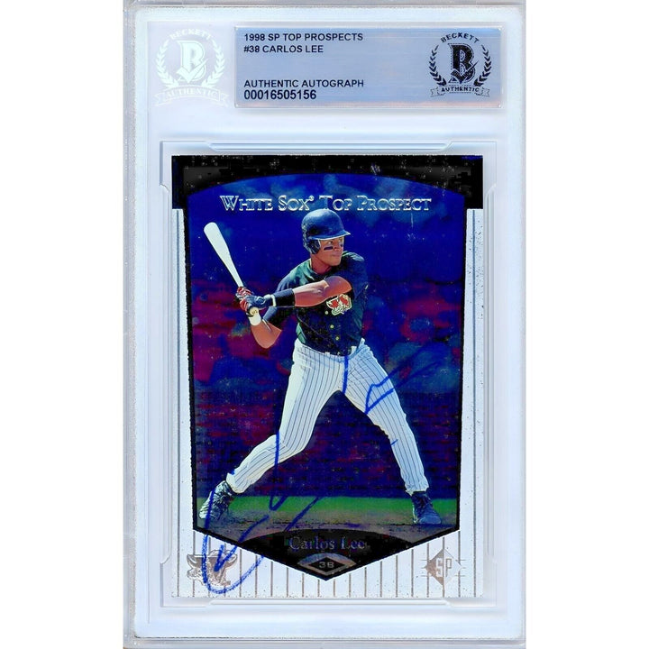 Carlos Lee Chicago White Sox Signed 1999 SP Top Prospects Card Beckett Auth Auto Slab