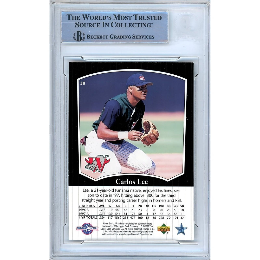 Carlos Lee Chicago White Sox Signed 1999 SP Top Prospects Card Beckett Auth Auto Slab