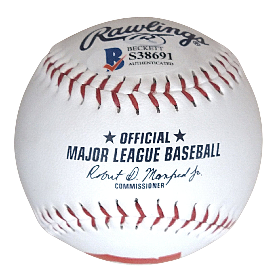 Tyler Naquin Signed Rawlings Cleveland Indians Logo Baseball, Proof Photo, Beckett COA