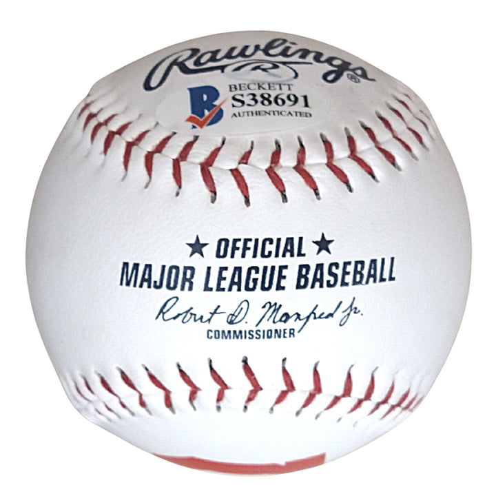 Tyler Naquin Signed Rawlings Cleveland Indians Logo Baseball, Proof Photo, Beckett COA