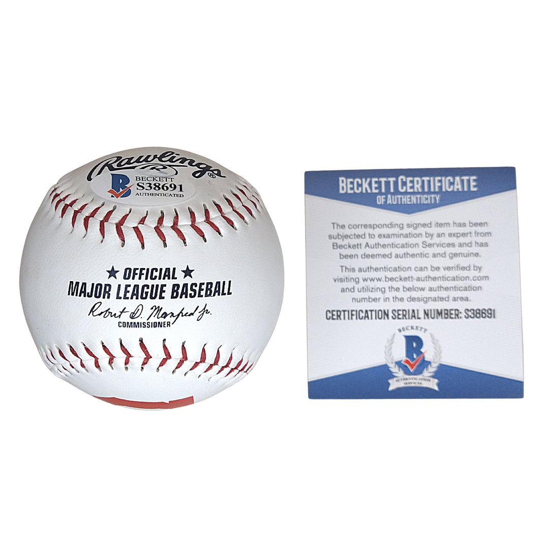Tyler Naquin Signed Rawlings Cleveland Indians Logo Baseball, Proof Photo, Beckett COA