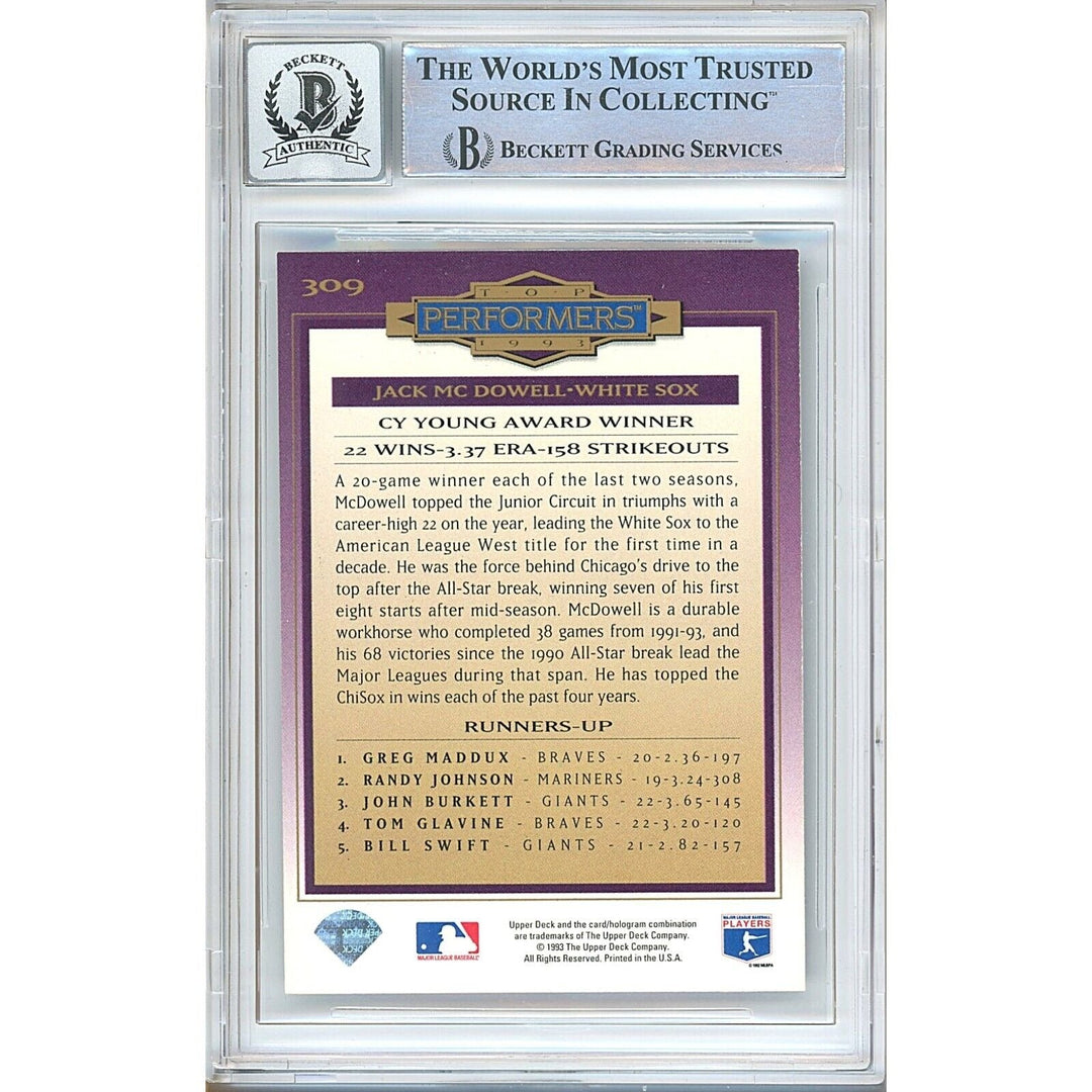 Jack McDowell Chicago White Sox Signed 1994 Collectors Choice BGS Auto 10 Graded