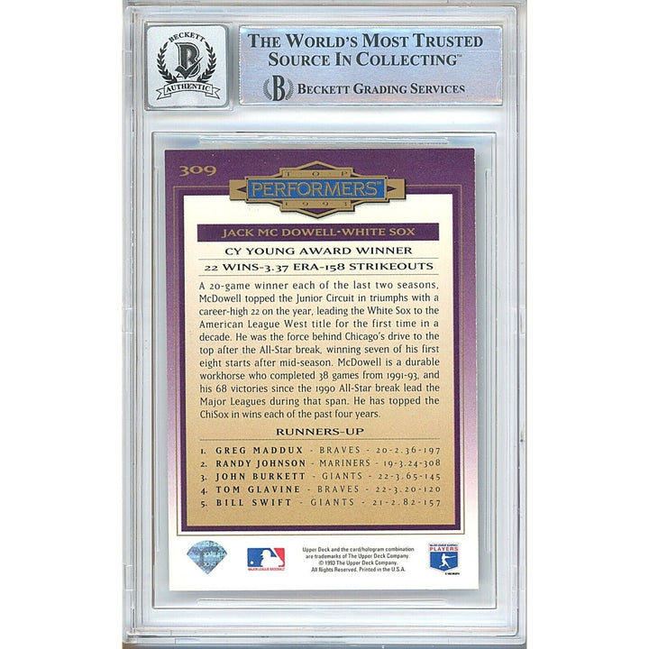 Jack McDowell Chicago White Sox Signed 1994 Collectors Choice BGS Auto 10 Graded