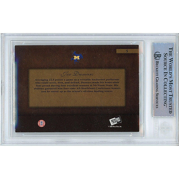 Joe Dumars Detroit Pistons Signed 2007-08 Press Pass Basketball Card BAS Auth Auto Slab