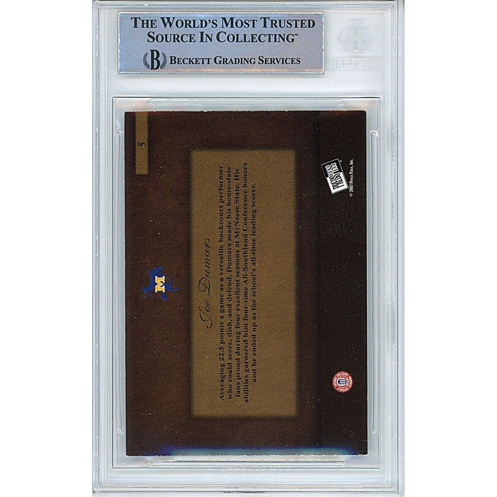 Joe Dumars Detroit Pistons Signed 2007-08 Press Pass Basketball Card BAS Auth Auto Slab