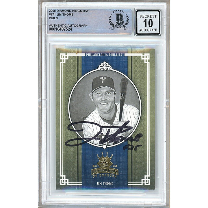 Jim Thome Philadelphia Phillies Signed 2005 Diamond Kings B/W BGS Auto 10 Graded Slab