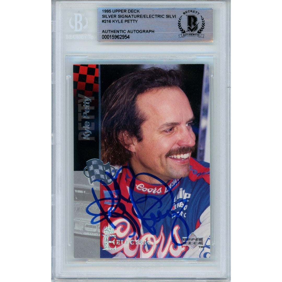 Kyle Petty Signed 1995 Upper Deck Nascar Auto Racing Silver Card Beckett Auth Auto Slab