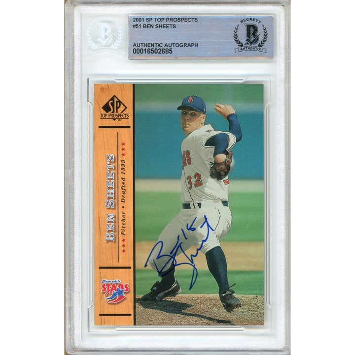 Ben Sheets Milwaukee Brewers Signed 2001 SP Top Prospects Card BAS Auth Auto Slab