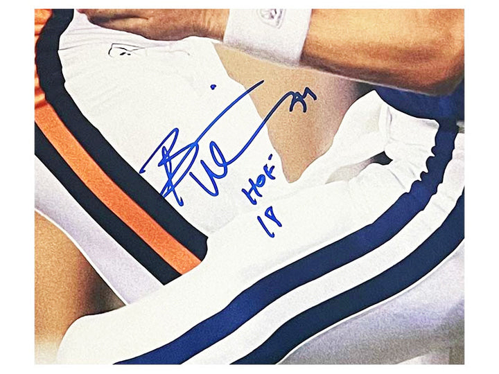 Brian Urlacher Signed HOF 18 Inscription Chicago Pose 1 16x20 Photo (Beckett)