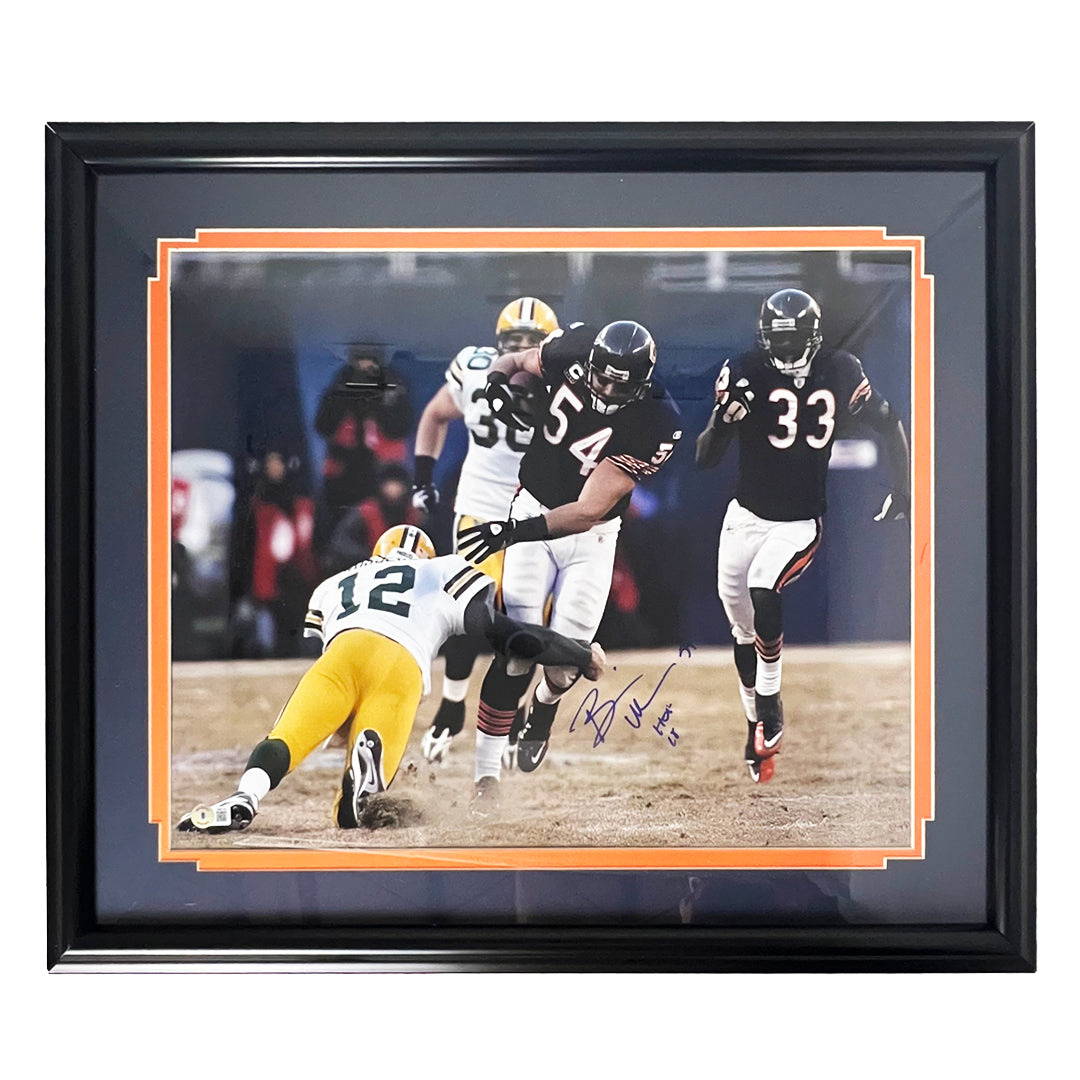 Brian Urlacher Signed Chicago Pose 3 Football 16x20 Framed Photo (Beckett)