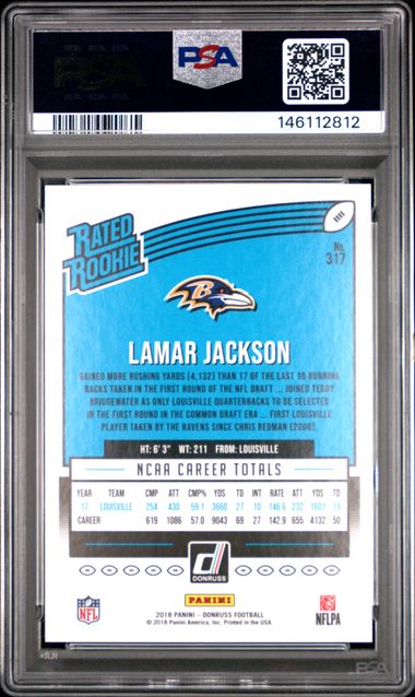 2019 Panini Donruss #317 Lamar Jackson RC Rookie PSA 10 Ravens