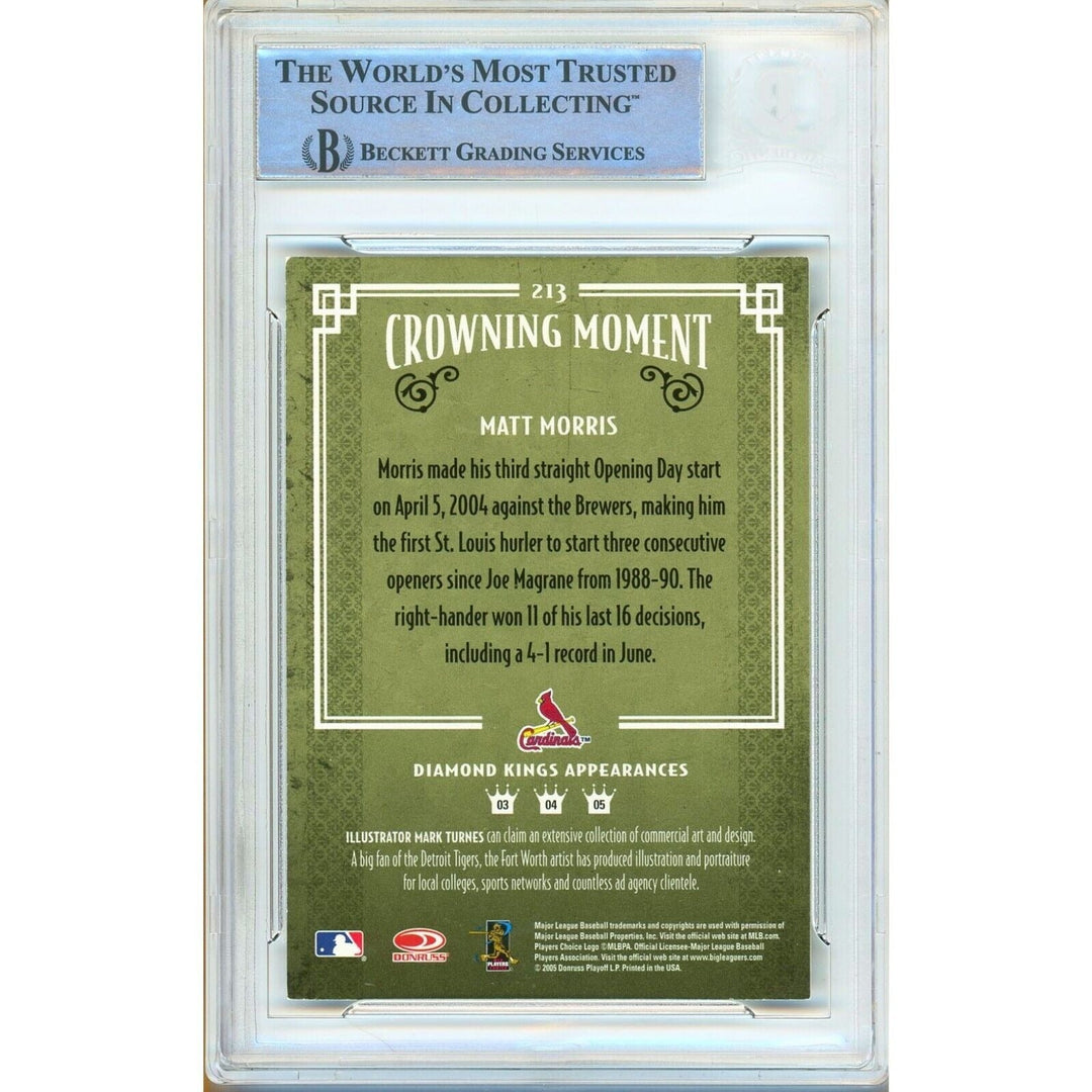 Matt Morris St Louis Cardinals Signed 2005 Diamond Kings Baseball Card Beckett Auth Auto