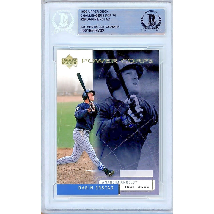Darin Erstad LA Angels Signed 1999 Upper Deck Baseball Card Beckett Auth Auto Slab