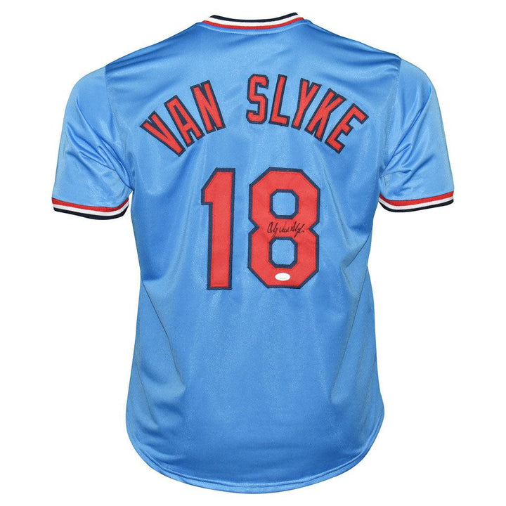 Andy Van Slyke Signed St Louis Light Blue Baseball Jersey (JSA)