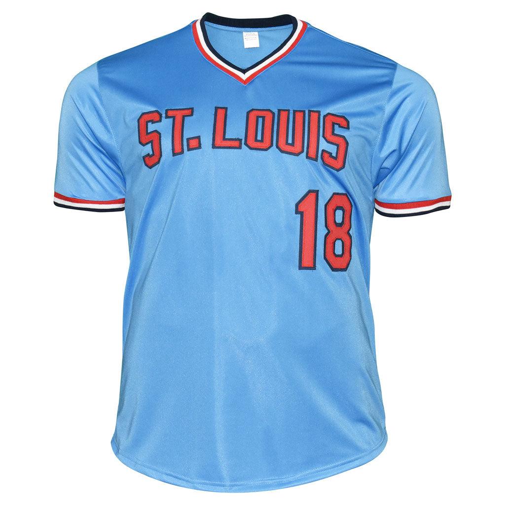 Andy Van Slyke Signed St Louis Light Blue Baseball Jersey (JSA)