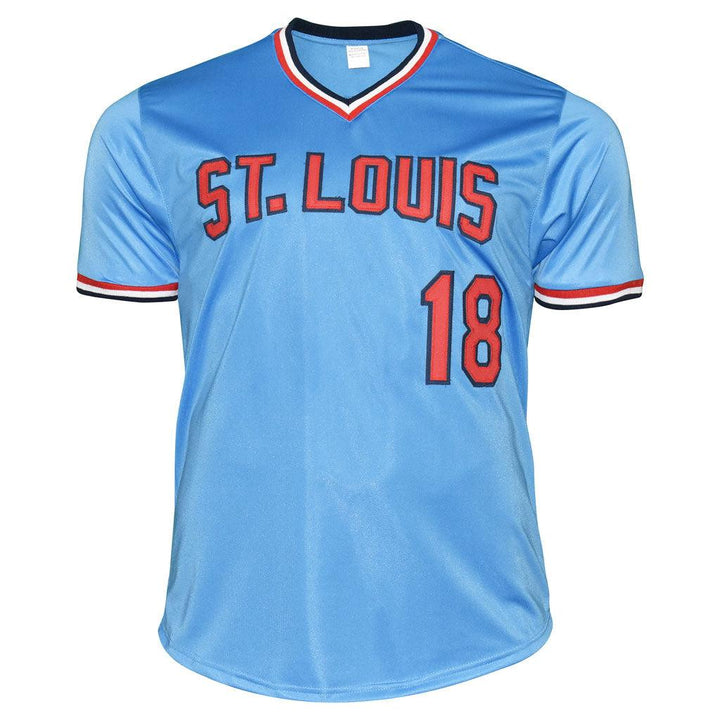 Andy Van Slyke Signed St Louis Light Blue Baseball Jersey (JSA)