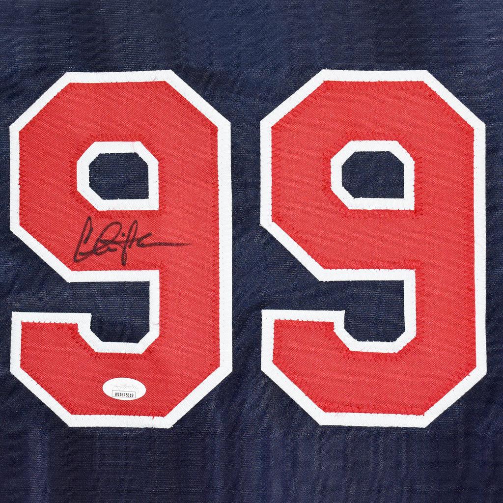 Charlie Sheen Vaughn Signed Major League Blue Baseball Jersey (JSA)