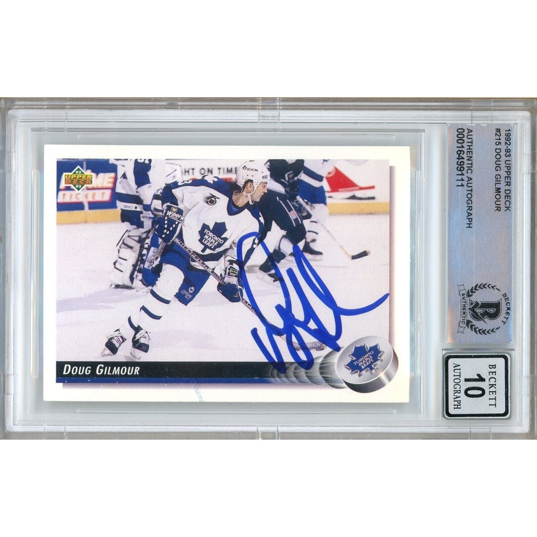 Doug Gilmour Toronto Maple Leafs Signed 1992-93 Upper Deck BGS Auto 10 Graded Slab