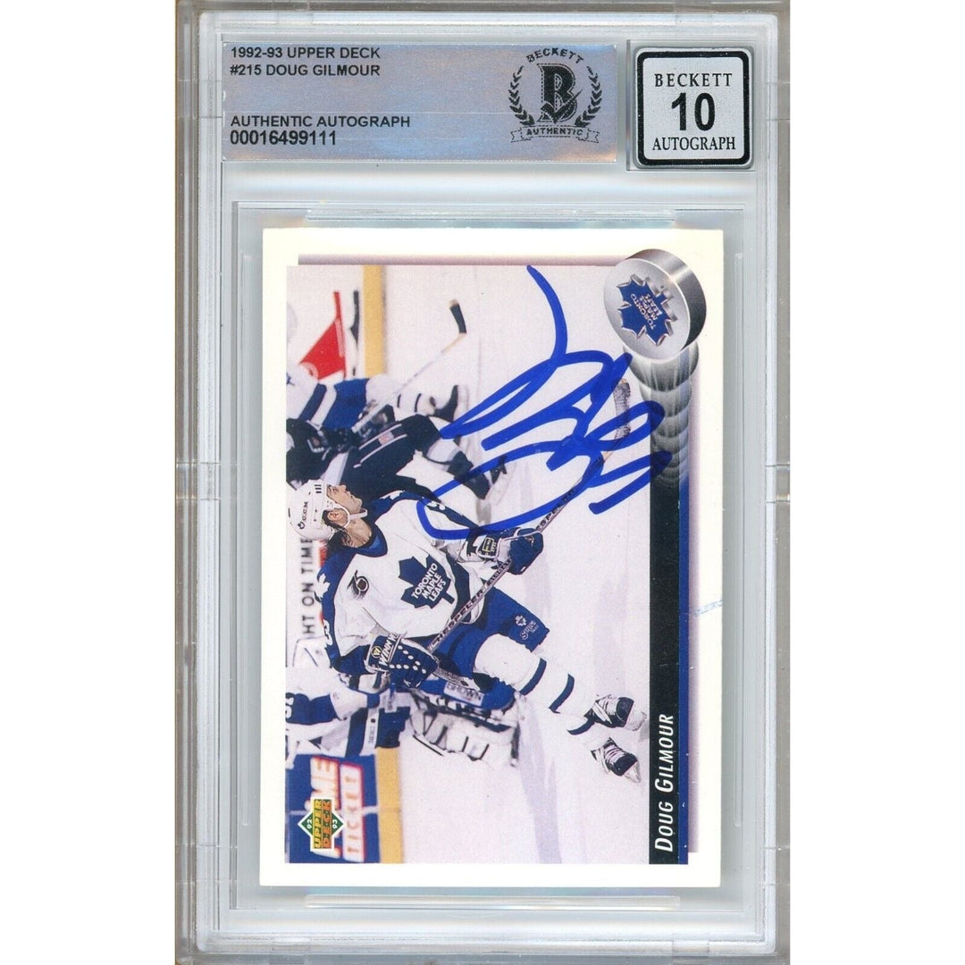 Doug Gilmour Toronto Maple Leafs Signed 1992-93 Upper Deck BGS Auto 10 Graded Slab