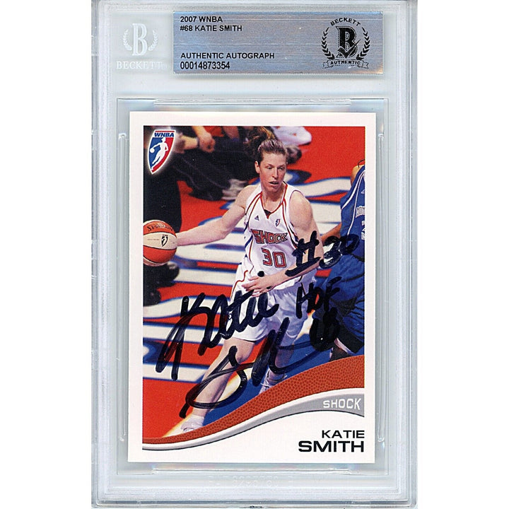 Katie Smith Detroit Shock Signed 2007 WNBA Basketball Card Beckett Authentic Auto Slab