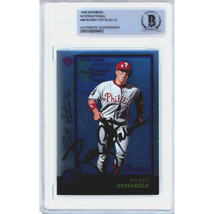 Bobby Estalella Phillies Signed 1998 Bowman International Card Beckett Authentic Auto Slab