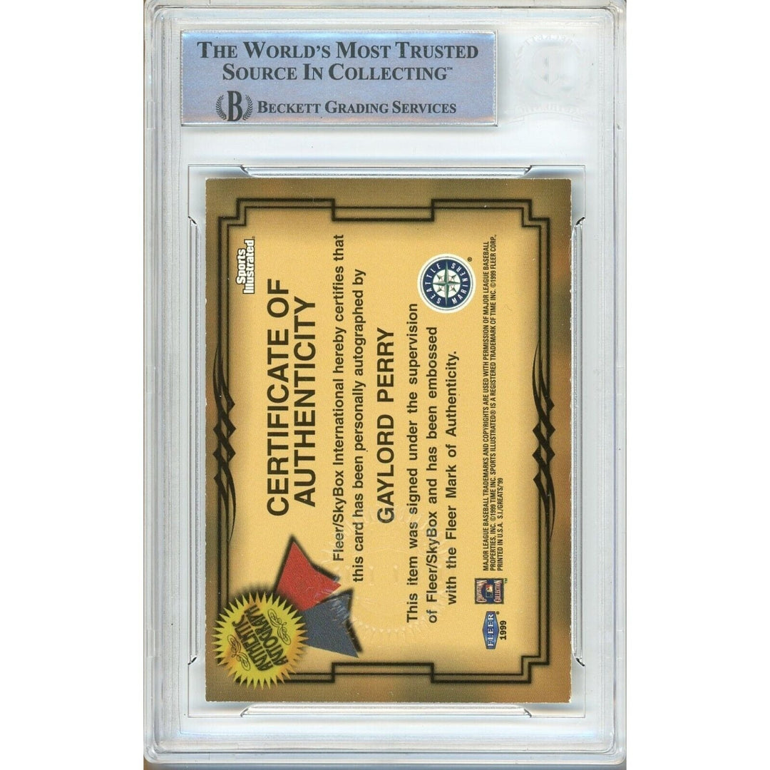 Gaylord Perry Mariners Signed 1999 Sports Illustrated Greats Card Beckett Auth Auto Slab