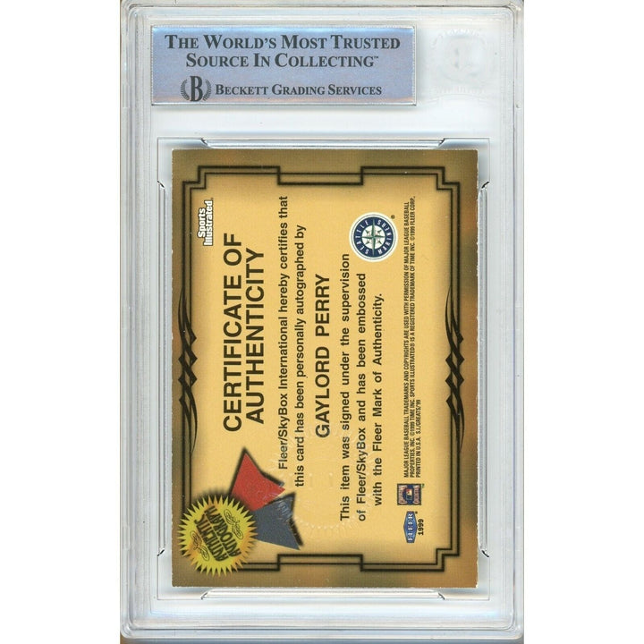 Gaylord Perry Mariners Signed 1999 Sports Illustrated Greats Card Beckett Auth Auto Slab