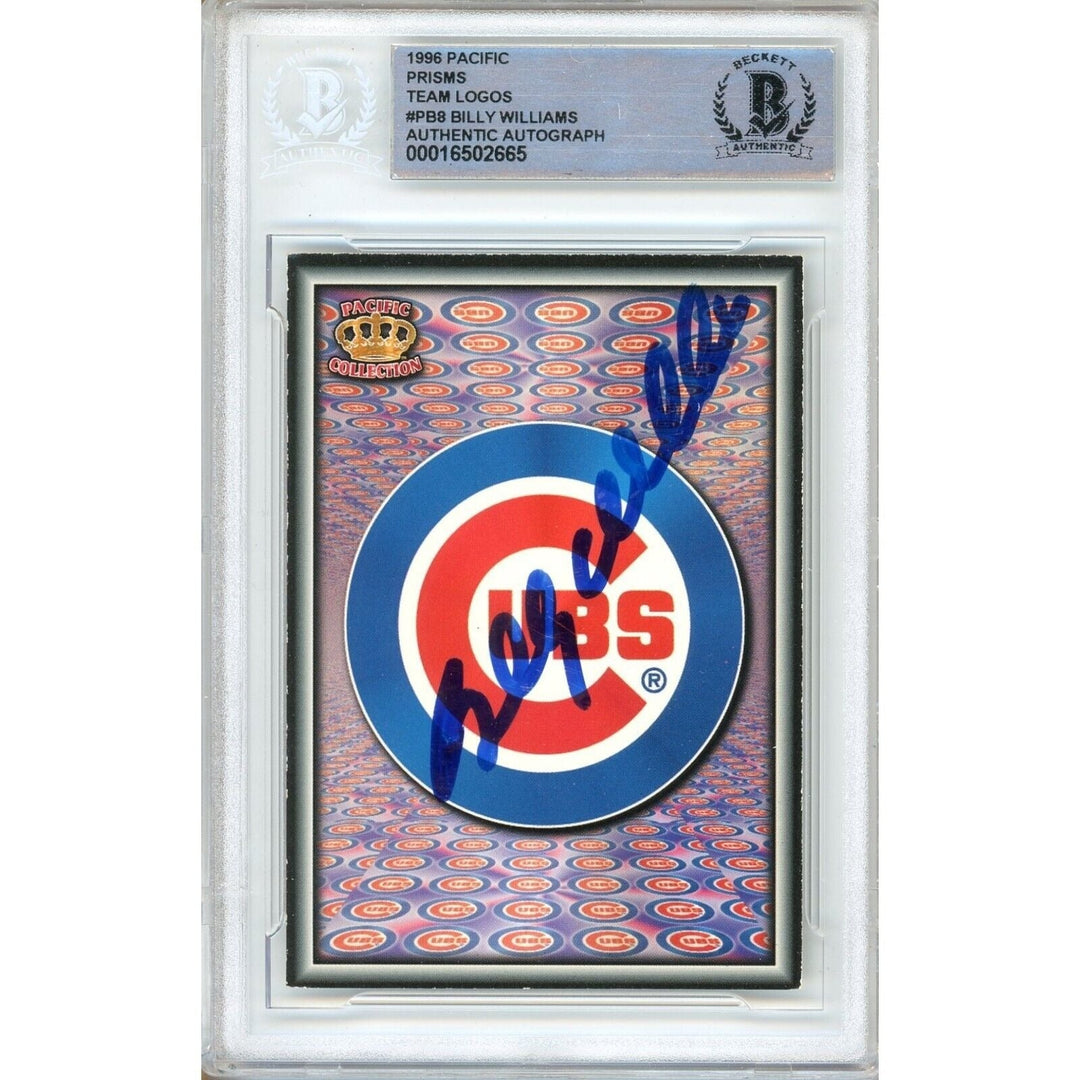 Billy Williams Chicago Cubs Signed Pacific Prism Logo Baseball Card BAS Auth Auto Slab