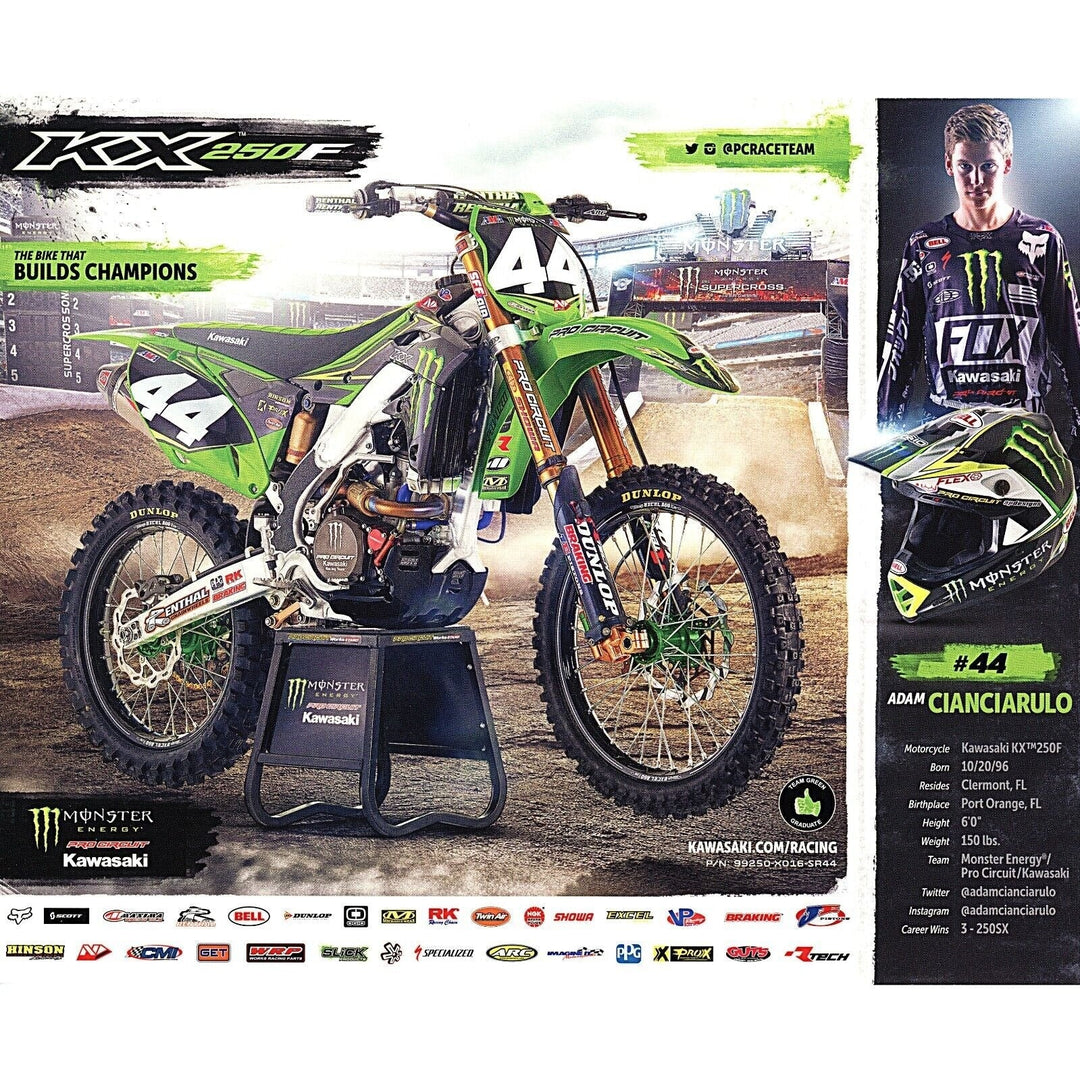 Adam Cianciarulo Signed Motocross 8x10 Photo Beckett Authentic Auto COA Supercross
