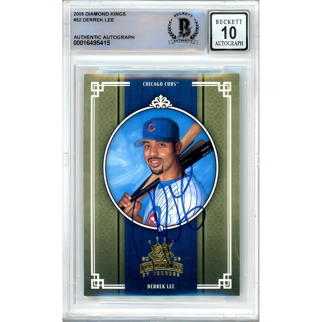 Derrek Lee Chicago Cubs Signed 2005 Donruss Diamond Kings Card BGS Auto 10 Graded