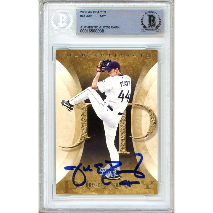 Jake Peavy San Diego Padres Signed 2005 Upper Deck Artifacts Card BAS Auth Auto Slab