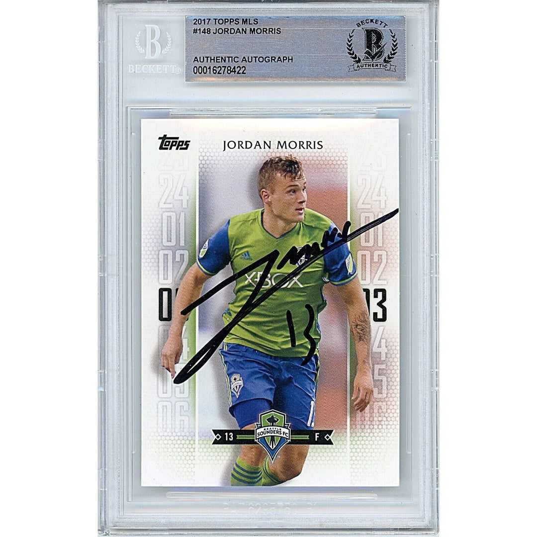 Jordan Morris Seattle Sounders Signed 2017 Topps MLS Soccer Card Beckett Auth Auto Slab