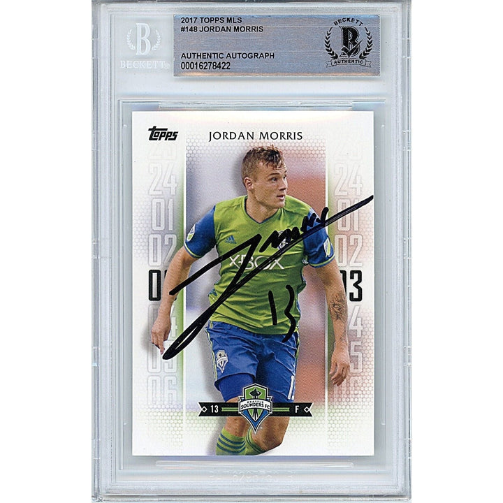 Jordan Morris Seattle Sounders Signed 2017 Topps MLS Soccer Card Beckett Auth Auto Slab
