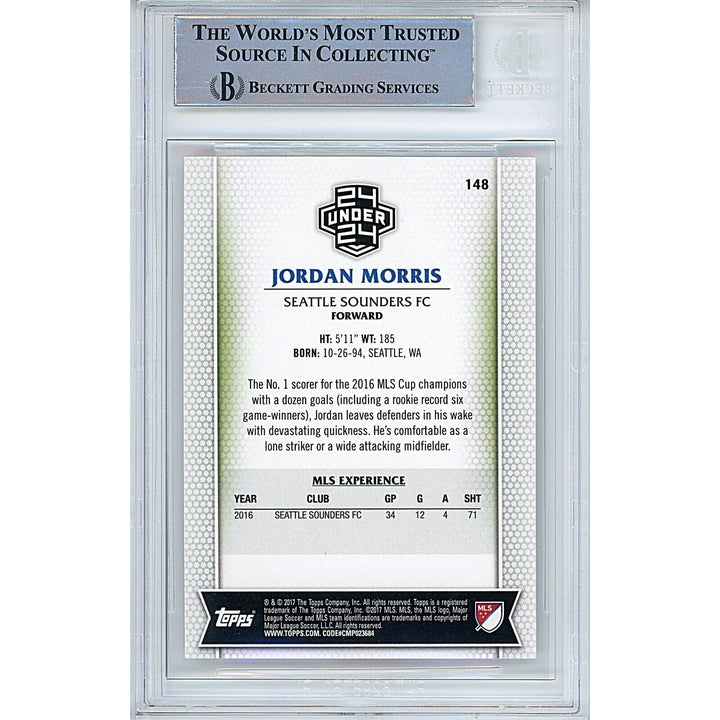 Jordan Morris Seattle Sounders Signed 2017 Topps MLS Soccer Card Beckett Auth Auto Slab