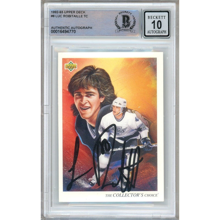 Luc Robitaille Los Angeles Kings Signed 1992-93 Upper Deck Card BGS Auto 10 Graded Slab