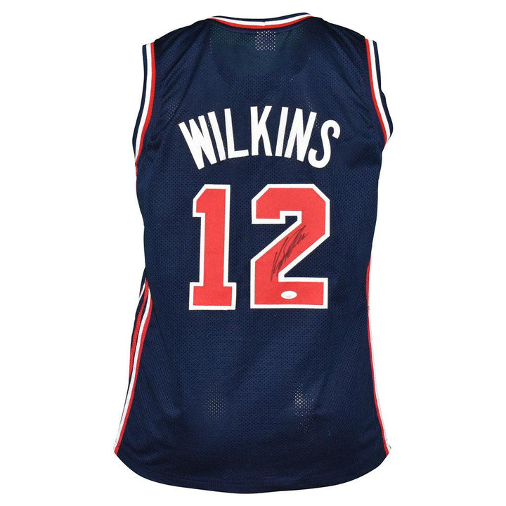 Dominique Wilkins Signed USA Olympic Pro Navy Basketball Jersey (JSA)