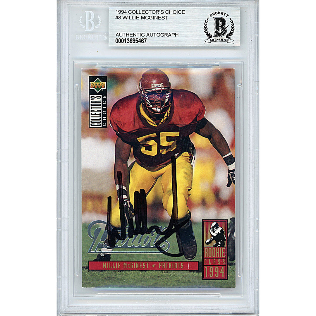 Willie McGinest Signed USC Trojans 1994 Collectors Choice Football Card Beckett Slabbed