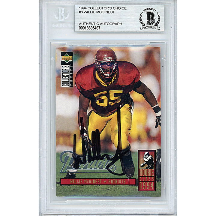 Willie McGinest Signed USC Trojans 1994 Collectors Choice Football Card Beckett Slabbed