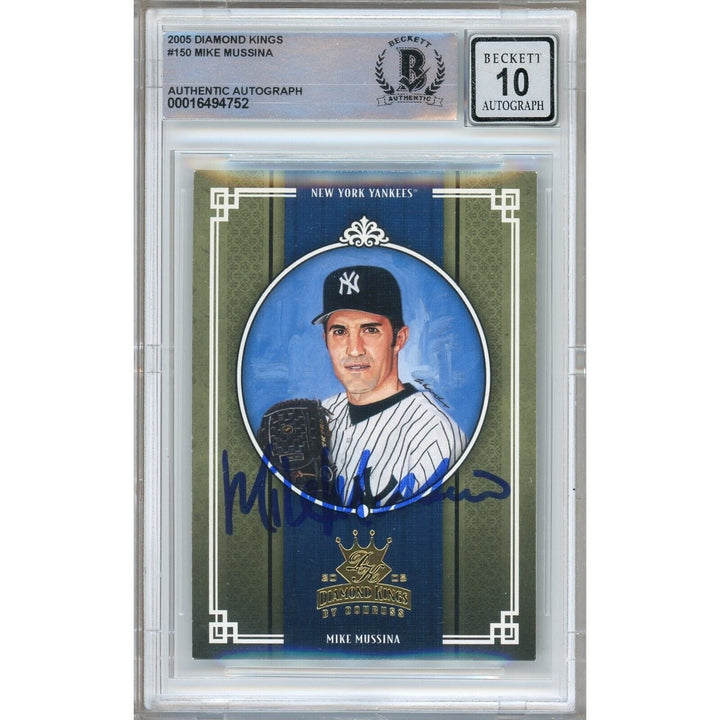 Mike Mussina New York Yankees Signed 2005 Diamond Kings Card BGS Auto 10 Graded Slab