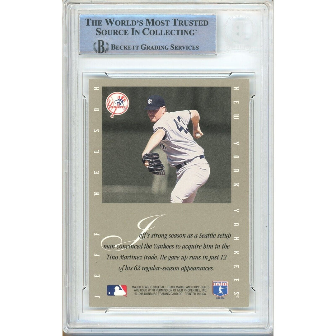 Jeff Nelson NY Yankees Signed 1996 Leaf Signature Extended Card Beckett Auth Auto Slab