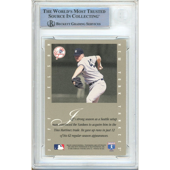 Jeff Nelson NY Yankees Signed 1996 Leaf Signature Extended Card Beckett Auth Auto Slab