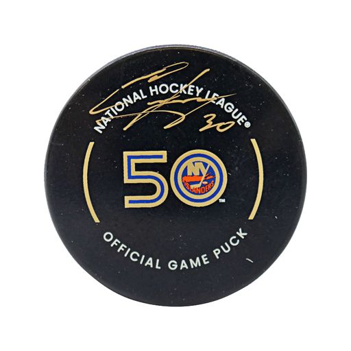 Ilya Sorokin New York Islanders Autographed 50th Anniversary Official Game Puck