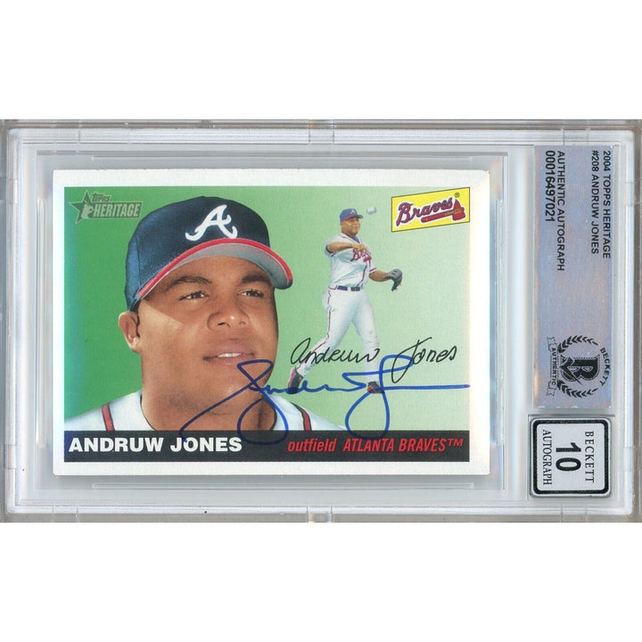 Andruw Jones Atlanta Braves Signed 2004 Topps Heritage BAS BGS Auto 10 Graded Slab