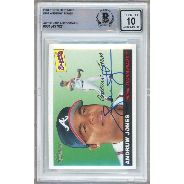 Andruw Jones Atlanta Braves Signed 2004 Topps Heritage BAS BGS Auto 10 Graded Slab