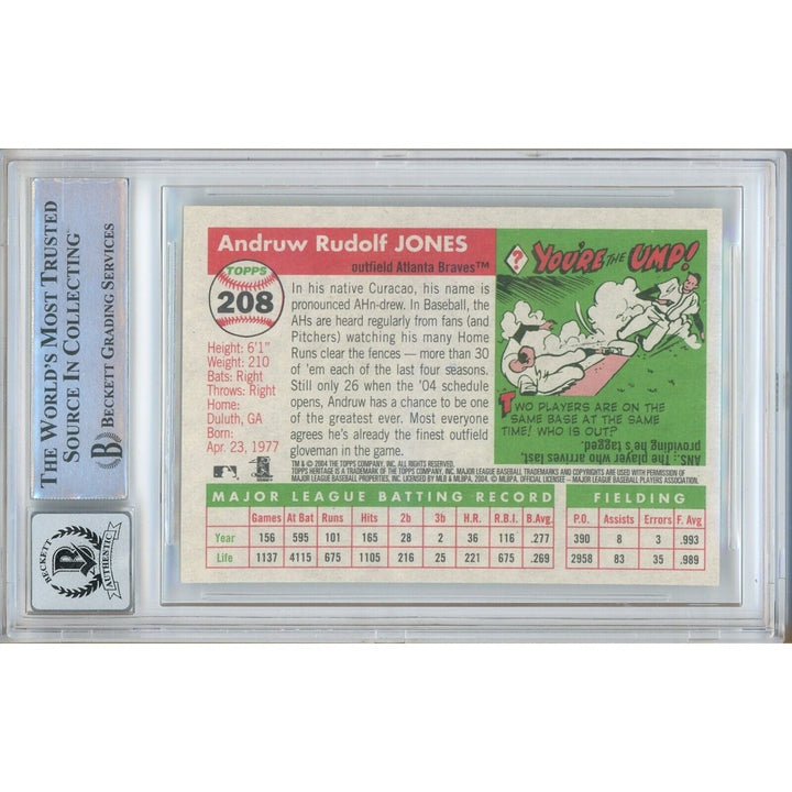 Andruw Jones Atlanta Braves Signed 2004 Topps Heritage BAS BGS Auto 10 Graded Slab