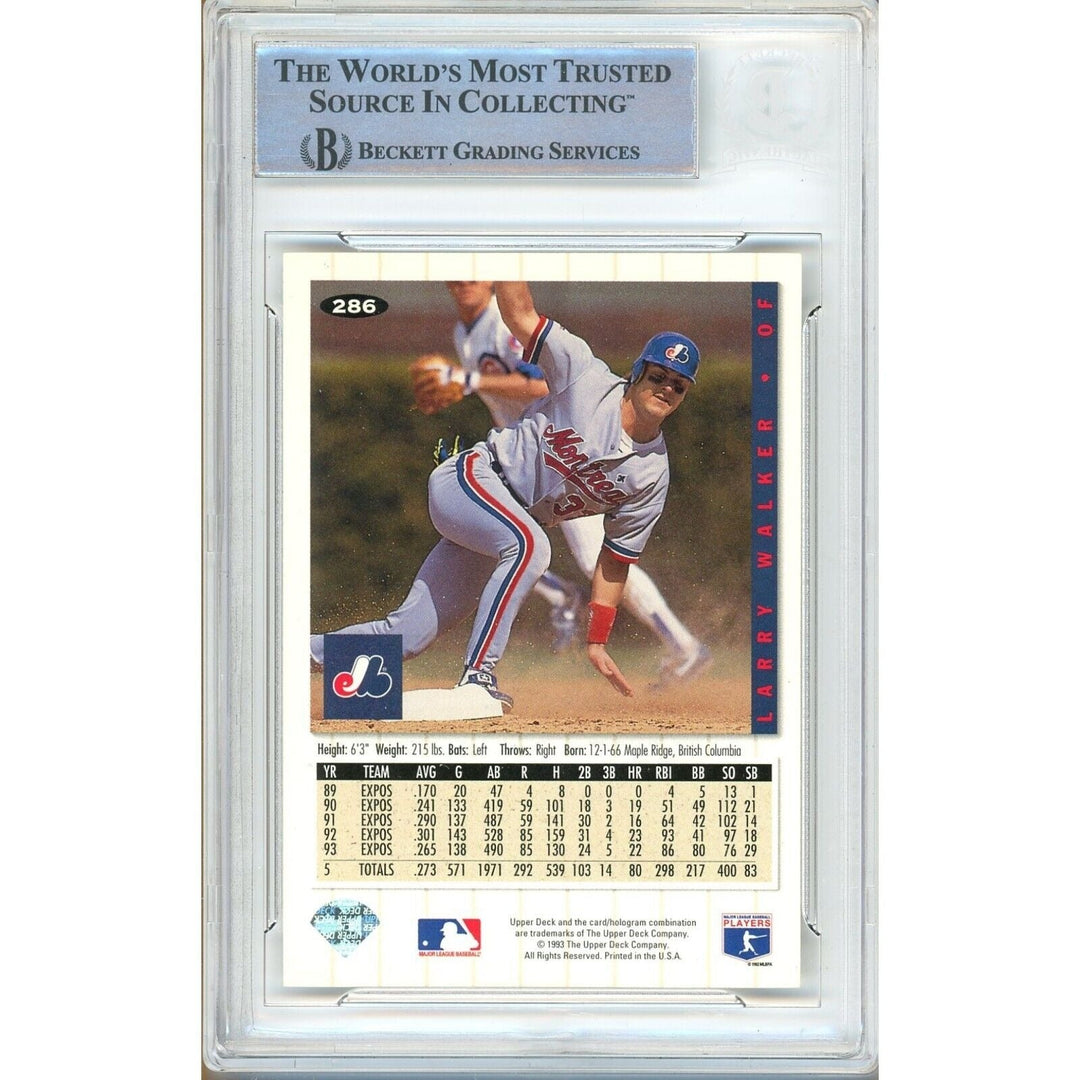 Larry Walker Montreal Expos Signed 1994 Collectors Choice Silver Card BAS Auth Auto Slab