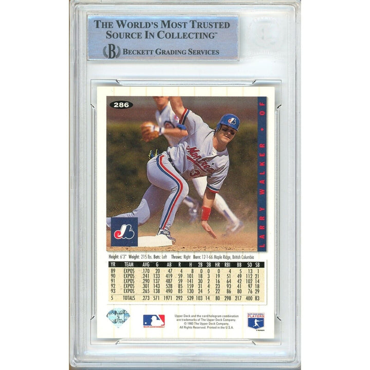 Larry Walker Montreal Expos Signed 1994 Collectors Choice Silver Card BAS Auth Auto Slab