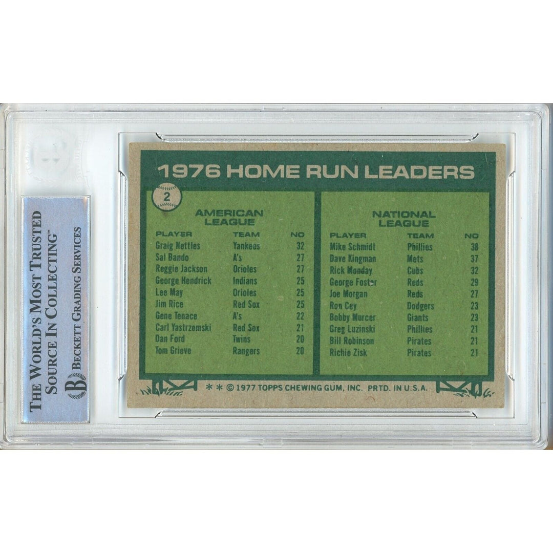 Mike Schmidt Philadelphia Phillies Signed 1977 Topps HR Leaders Card BAS Auth Auto Slab